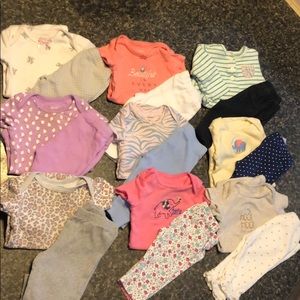 Lot of 9 girls 3 month onesie/pants outfits